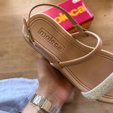 Sandália Moleca Plataforma Tira em Strass